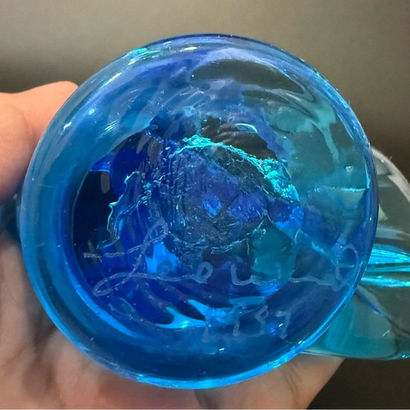 Vintage 1987 Signed Leo Ward Bluebird Of Happiness Art Glass Blue Bird Figurine - Picture 11 of 16